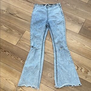Tinseltown Light Blue Distressed Flare Jeans